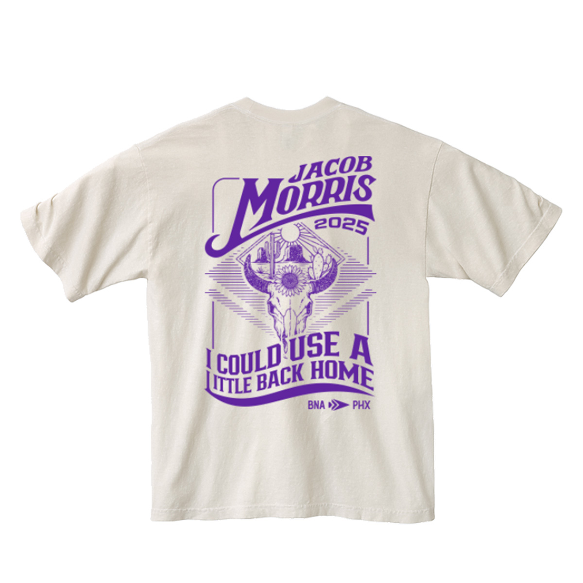 Jacob Morris Little Back Home Tee - Off White with desert skull design